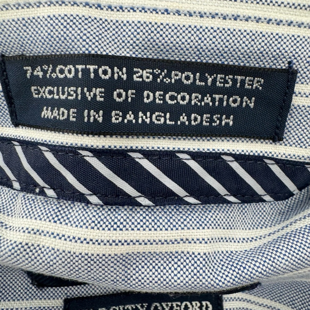 IZOD Varsity Oxford Shirt Mens XL‎ Slim Fit Blue White Stripe LS 17.5 34/35 NWT - Picture 7 of 8